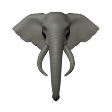 elefant kopf trophäe mauer montieren tier säugetier elefantidae afrikanisch asiatisch stoßzahn kofferraum wild mammut tierwelt kunst safari zoo natur illustration skulpturen 3d print model - Mito3D