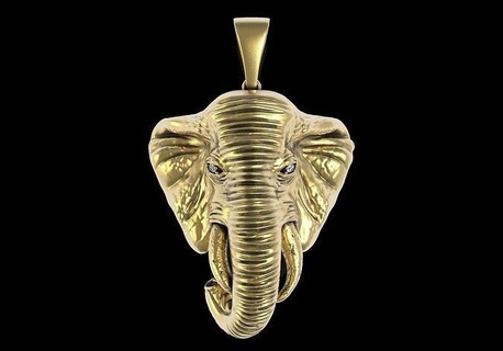elephant hed pendant wild animal charm gold silver printable jewelry pendants art earring head ganesha oxidize trunk biker 3d print model - Mito3D