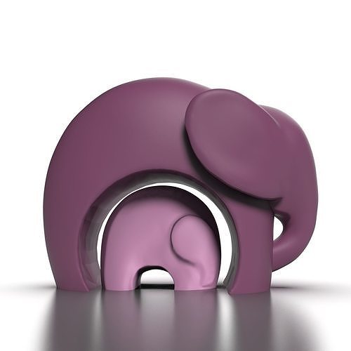 elephant mother kid illustration head animal cute family sculpture art sculpt interior deco decorative sculptures 3D print model - Mito3D