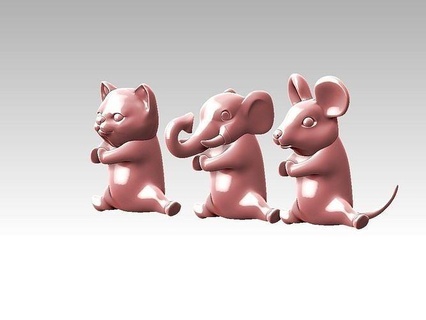 elephant mouse cat toy sculpture print animal yoga art sculptures 3d print model - Mito3D