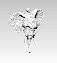 Elefant Halskette Schmuck Elefanten safari afrikanischen Tier Kopf Silber gold detaillierte bedruckbar ist cnc Juwel Anhänger bvlgari best top Wachs Halsketten 3d print model - Mito3D