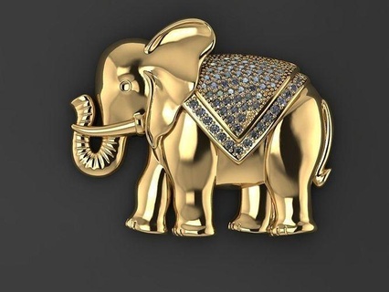 l'éléphant pendentif bijoux argent or imprimable diamant pendentifs platine sterling gemme art brillant 3d print model - Mito3D