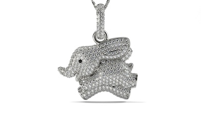 elefante pendente oro prezioso gemma platino gioielleria ciondoli 3d print model - Mito3D