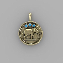 elefante colgante de monedas antiguas la joyería el lujo oro platino imprimible animal joya antigüedades antiguo símbolo colgantes 3d print model - Mito3D