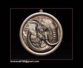 elefante pingente joalheria moeda África Tailândia ouro jóia jóias colar obj pingentes stl ztl bmp zbrush imprimível escultura estátua colares 3d print model - Mito3D