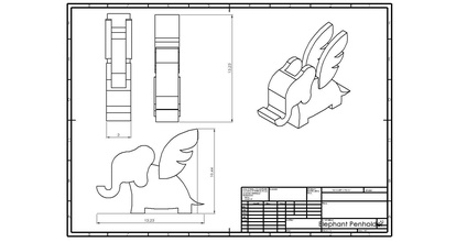 elephant penholder house pen holder 3dprinting pencil study celtic art accessories 3d print model - Mito3D