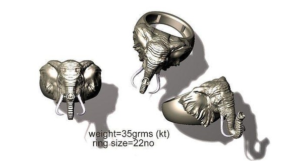 elephant ring elephant ring jewelry art sculpture gold rings  3d print model - Mito3D