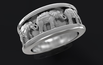 elefante squillare simpatico oro argento gemma moda stampabile cartone animato zanna gioielleria contento fidanzamento india allegro pix kolco anelli 3d print model - Mito3D