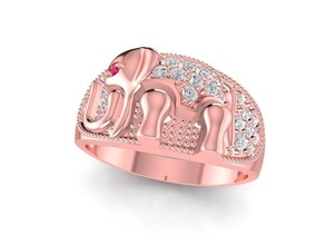 elephant ring jewelry fashion accessories gold diamond man men woman women unisex design fengshui animal rings 3d print model - Mito3D