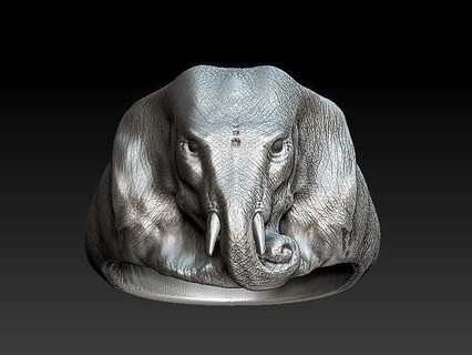 Elefant Ring Tier Schmuck Skulptur Ringe Gold Ganesha Silber 3d print model - Mito3D
