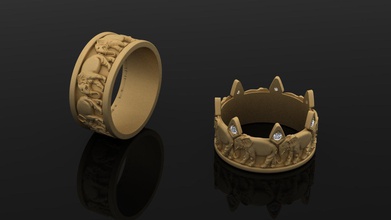 elephant rings 117 jewelry animal africa zoo gold silver jewel wedding ring 3d print model - Mito3D