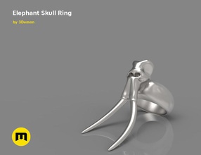 elephant skull ring jewelry motorbike iron fashion animal skeleton silver printable bike tusk rings 3d print model - Mito3D