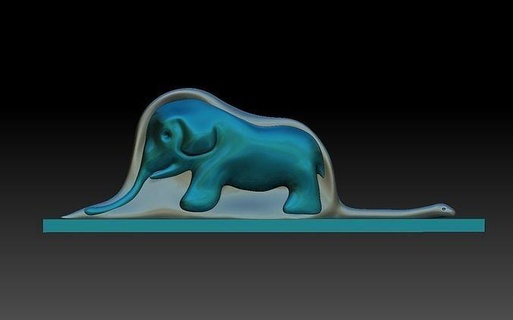 elefant schlange prinz hut bao schlucken le klein exupery zeichnung 3d kind geschichte comic illustration kunst symbolisch legende skulpturen 3d print model - Mito3D