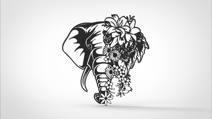 elefante parete telaio casa arredamento arte interni galleria sollievo riempitivo cosmetico accessorio apparecchio flora fiore rosa cartello logo i phone donne moderno 3D print model - Mito3D