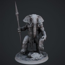 elephant warrior sculpture fantasy figure statue shield dandd art sculptures 3d print model - Mito3D