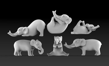 elefantes elefante estatuetas bebê jogos poli naya ioga arte esculturas ginástica esporte 3d print model - Mito3D