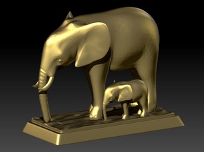 les éléphants modèle de l'impression 3d art l'éléphant la sculpture nature figure statue imprimable sculptures 3d print model - Mito3D