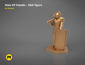 elfe paladin personnage jeu figures dnd figure elfes statue chevalier supporter donjons dragons jeux jouets planche 3d print model - Mito3D