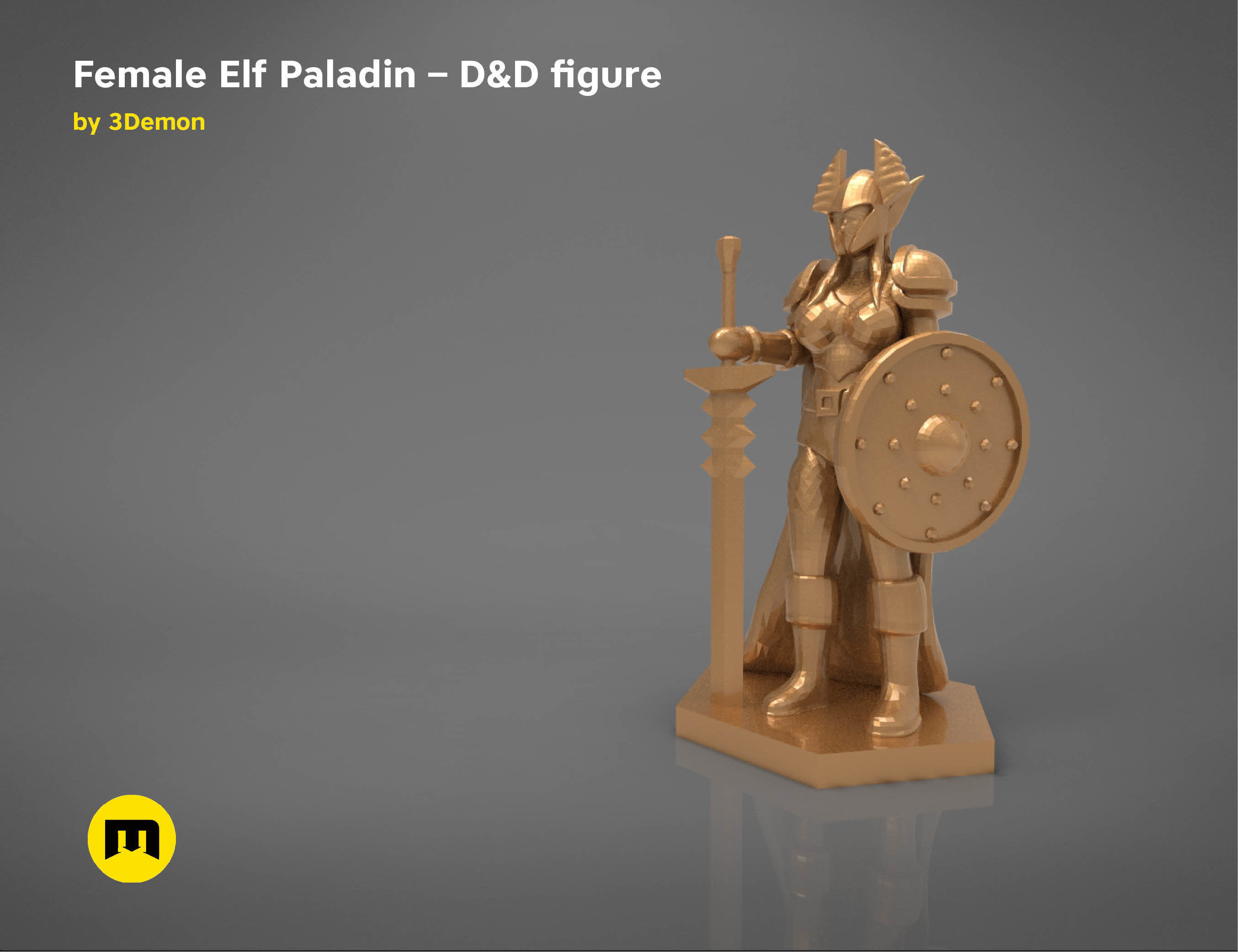 elf paladin female character game figures dnd dungeons dragons elves figure rpg statue hero knight supporter games toys board 3D print model - Mito3D