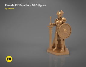 elfe paladin femelle personnage jeu figures dnd donjons dragons elfes figure rpg statue héros chevalier supporter jeux jouets planche 3d print model - Mito3D