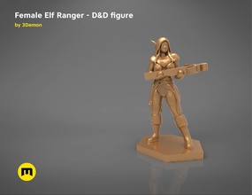 elf ranger female character game figures games-toys dnd elves dungeos dragons archer crossbow shooter figure fantasy fictional creature arrow archery games toys board 3d print model - Mito3D