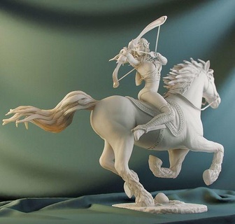 elf riding archery sculpture ballerina woman statue ballet art girl mythology sculptures 3d print model - Mito3D