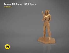 elf rogue female character game figures dnd dungeons elves figure rpg knife dagger bladed weapon statue assassin games toys board 3d print model - Mito3D
