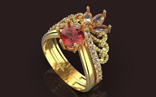 Elisabetta corona squillare argento oro Stampa gioielleria gemma moda nozze Fidanzamento stampabile lusso diamante 3dmodel anelli 3d print model - Mito3D