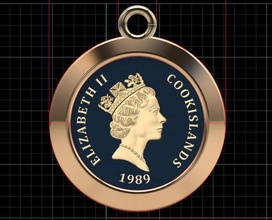 Elizabeth'in kolye cookisland elizabethii elizabeth 1989 altın Gümüş ada İngiltere mücevher 3dprinter yazıcı döküm 3d paralar takı 3d print model - Mito3D