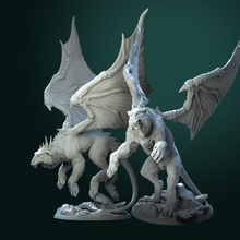 o elle dragon 2 variants sculpture tabletop character boardgame dnd dndminiature pathfinder games toys miniature highdetail mythology creature art monster statue board 3d print model - Mito3D