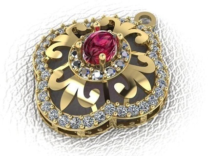 ellipse pendentif or bijoux argent imprimable diamant bijou gemme blanc cadeau pierres pendentifs 3d print model - Mito3D