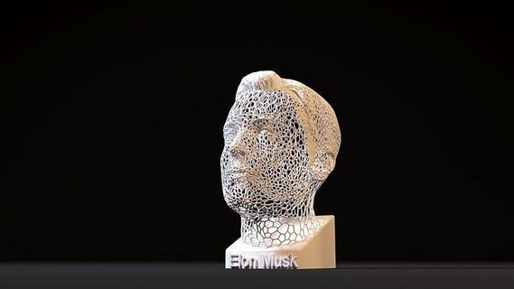 elon musk voronoi bust statue portrait male space science character man famous celebrity head face miniatures figurines art 3d print model - Mito3D