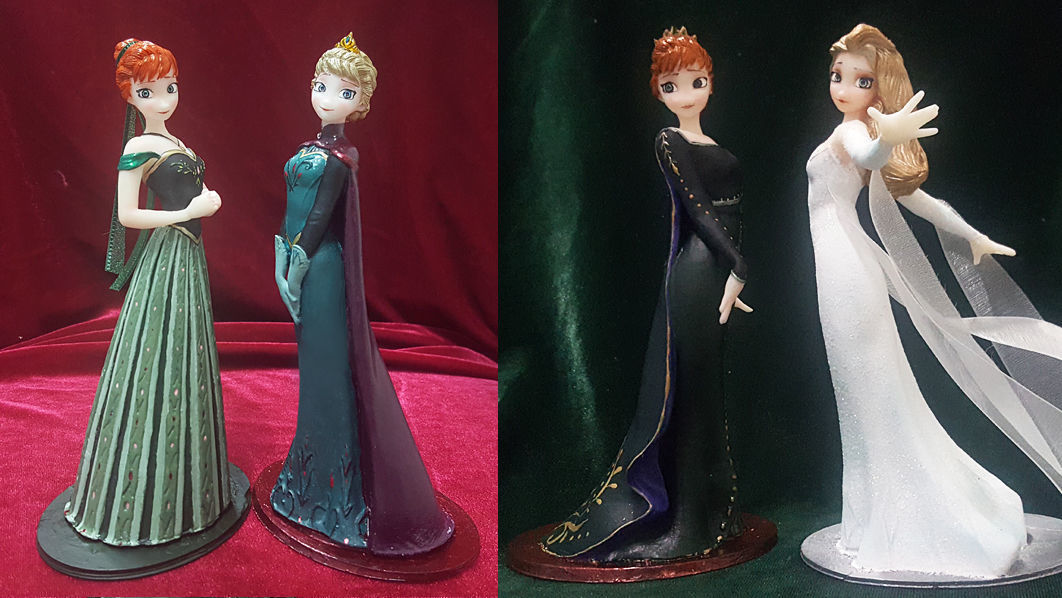 elsa anna coronation frozen2 pack 3d print model frozen figurine statue girl people woman fashion art sculpture sculptures female 3D print model - Mito3D