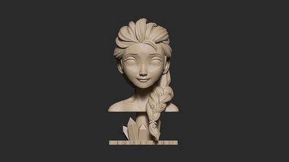 elsa busto 3d impresión modelo reina snow hielo magia disney princesa estilizado dibujos animados 3dprint figura Arte escultura arte fan hembra personaje esculturas congelado 3d print model - Mito3D