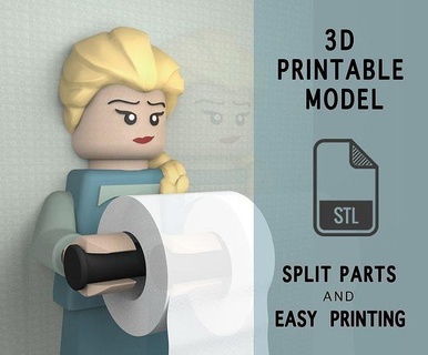 elsa baño papel soporte imprimible disney princesa 3d impresión decoración pared escultura hogar casa 3d print model - Mito3D