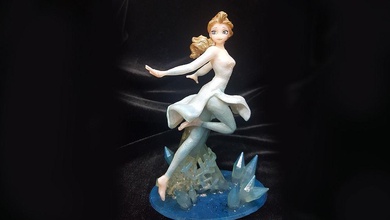 elsa água vestir 3d impressão anna frozen2 congeladas estatueta estátua menina fêmea disney arte esculturas 3d print model - Mito3D