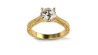 elsie anillo la joyería de oro imprimible mano grabado compromiso vintage estilo configuración adornado los anillos 3d print model - Mito3D