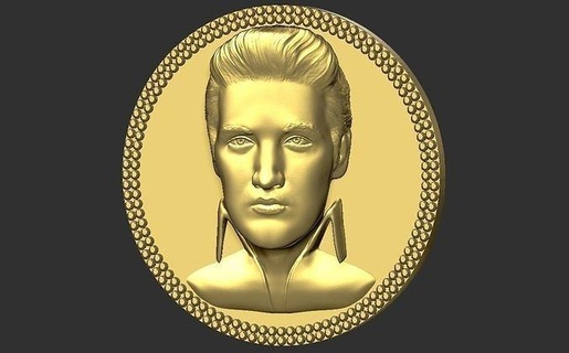 Elvis Presley Medaillon Anhänger 3d Drucken bereit stl obj Schmuck Ring Skulptur Büste Berühmtheit berühmt Sänger Musik Musiker Michael Jackson Figur Kunst Pop Linderung 3d print model - Mito3D