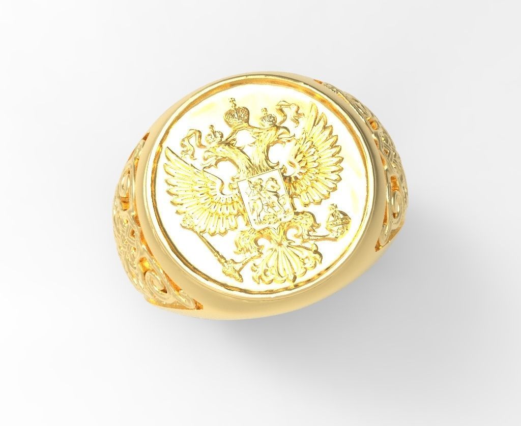 emblema da rússia anel jóias ouro de prata printable anéis 3D print model - Mito3D