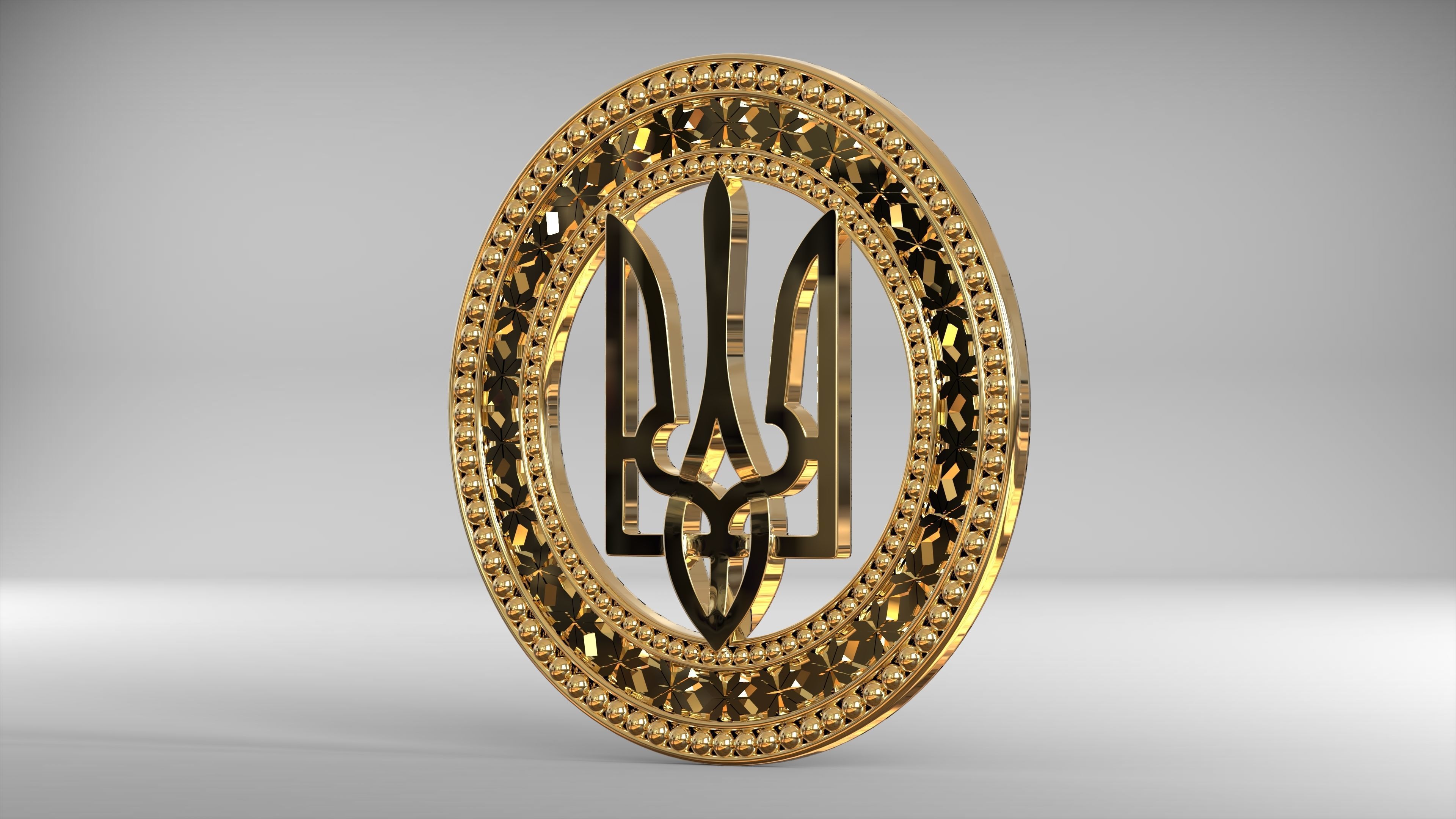 emblem ukraine jewelry coat arms gerb trident symbol gold golden ornament other 3D print model - Mito3D