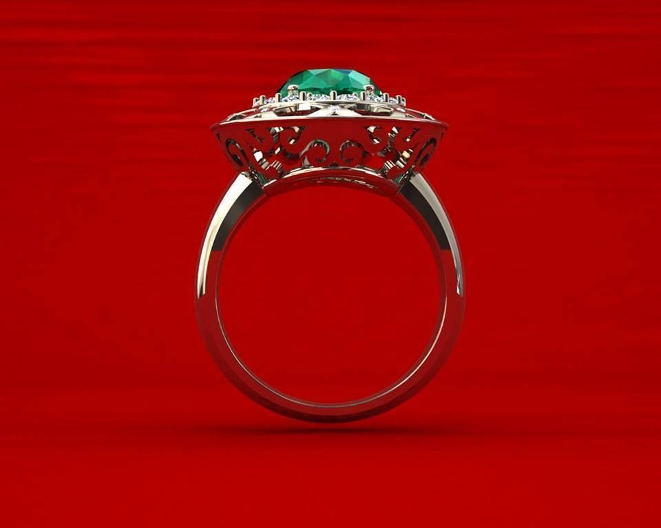 emeral ring kraliçe takı yüzük mücevher elmas gem 3D print model - Mito3D