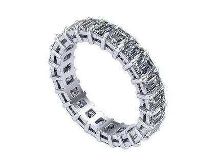 Esmeralda cortar diamante banda diamantes dorado plata joyería joya anillos 3d print model - Mito3D