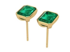 emerald cut diamond earrings diamonds golden silver jewelry 3d print model - Mito3D