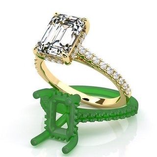 esmeralda cortar diamante noivado anel cinto joalheria imprimível jóia prata ouro platina brilhante esterlina EUA volta delicado pequeno fino Alya aréola argolas 3d print model - Mito3D
