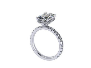 esmeralda cortar diamante noivado anel dourado prata joalheria argolas 3d print model - Mito3D