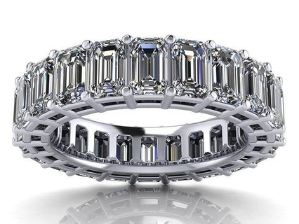 emerald cut diamond eternity band ring - various stone sizes us diamond ring eternity band wedding engagement emerald jewel jewelry finger stone gem rings diamond ring eternity band diamonds fashion ring jewellery emerald cut wedding ring  3d print model - Mito3D