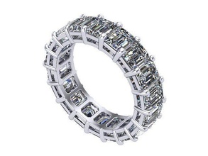 esmeralda cortar diamante infinidade banda dourado prata joalheria anel argolas 3d print model - Mito3D