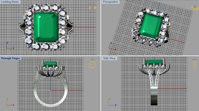 emerald cut diamond ring jewelry ruby fashion printable 3d engegament jewellery shine gold silver gem gemstone sapphire rings 3d print model - Mito3D