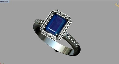 esmeralda cortar diamante anel argolas jóias moda comece prata ouro brilho imprimível joalheria 3d print model - Mito3D