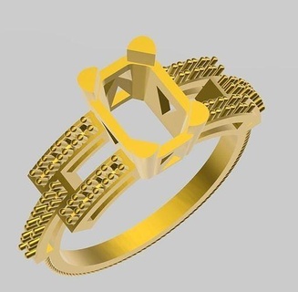 emerald cut diamond ring stl verified jewelry jewellery fashion stylish prototype printable gold 3d cad diamondring designer classic luxury statement rings 3d print model - Mito3D